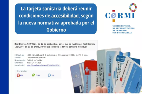 La tarjeta sanitaria deberá reunir condiciones de accesibilidad, según la nueva normativa aprobada por el Gobierno
