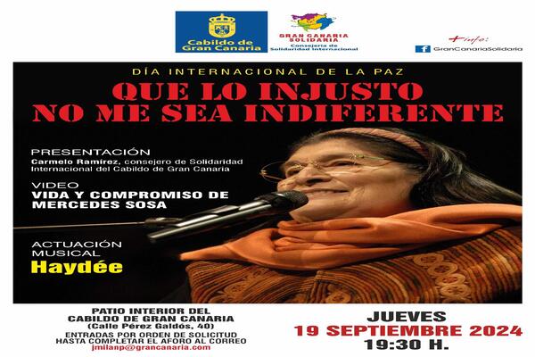 Gran Canaria conmemora el Día Internacional de la Paz con una mirada a la vida y la obra de Mercedes Sosa