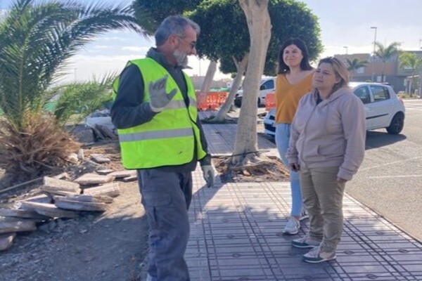 Renovación de aceras en la calle José Morales Rodríguez, en Ingenio, para mejorar la seguridad peatonal