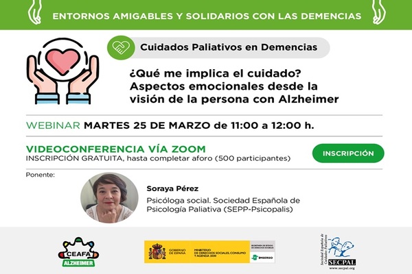 CEAFA y SECPAL abordarán los aspectos emocionales del cuidado desde la visión de la persona con Alzheimer