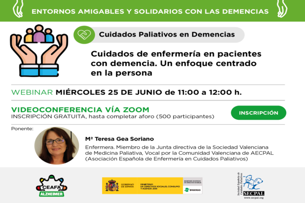 CEAFA y SECPAL abordarán los cuidados de enfermería en pacientes con demencia con enfoque centrado en la persona