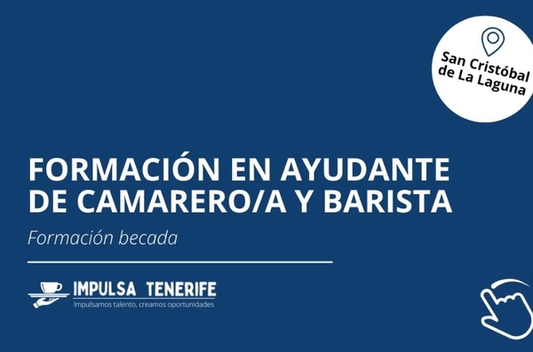 Compartiendo Metas abre las inscripciones para un curso gratuito de Ayudante de Camarero/a y Barista en La Laguna Cartel del curso de Ayudante de Camarero/a y Barista en La Laguna organizado por Compartiendo Metas