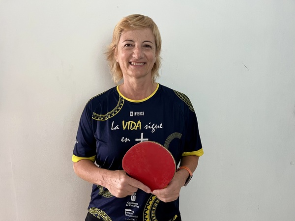 Auxi Domínguez: “Quiero que Canarias sea un referente del tenis de mesa en silla” Auxi Ojeda durante un entrenamiento de tenis de mesa en silla en Canarias
