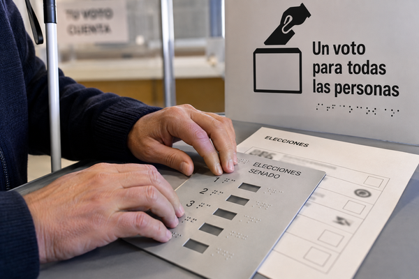 El voto accesible cambia en España: ya no será necesario acreditar un 33% de discapacidad ni estar afiliado a la ONCE Voto accesible para personas con discapacidad visual en España