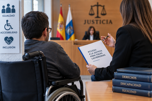 Canarias aprueba el facilitador judicial para personas con discapacidad: así funcionará el nuevo apoyo Facilitador judicial para personas con discapacidad en Canarias apoyando a una persona con discapacidad
