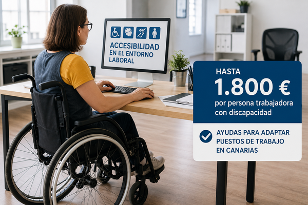 Las empresas canarias pueden recibir hasta 1.800 euros para adaptar puestos de trabajo de personas con discapacidad Adaptación de puestos de trabajo para personas con discapacidad en Canarias