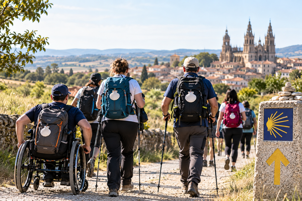 20 personas con discapacidad recorren el Camino de Santiago para reivindicar una ruta más accesible Camino de Santiago accesible para personas con discapacidad