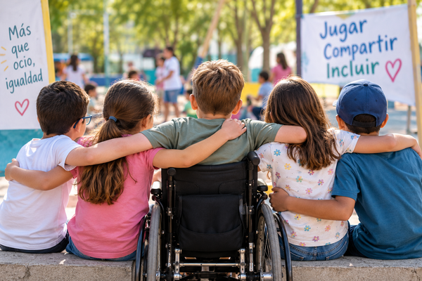 El 27% de los menores con discapacidad ha sido invitado a abandonar una actividad de ocio por falta de inclusión Ocio inclusivo para menores con discapacidad participando en una actividad