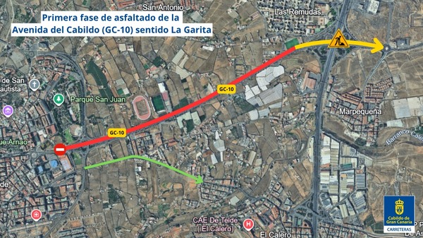 Cortes nocturnos en la Avenida del Cabildo de Telde por las obras de repavimentación Cortes en la Avenida del Cabildo de Telde